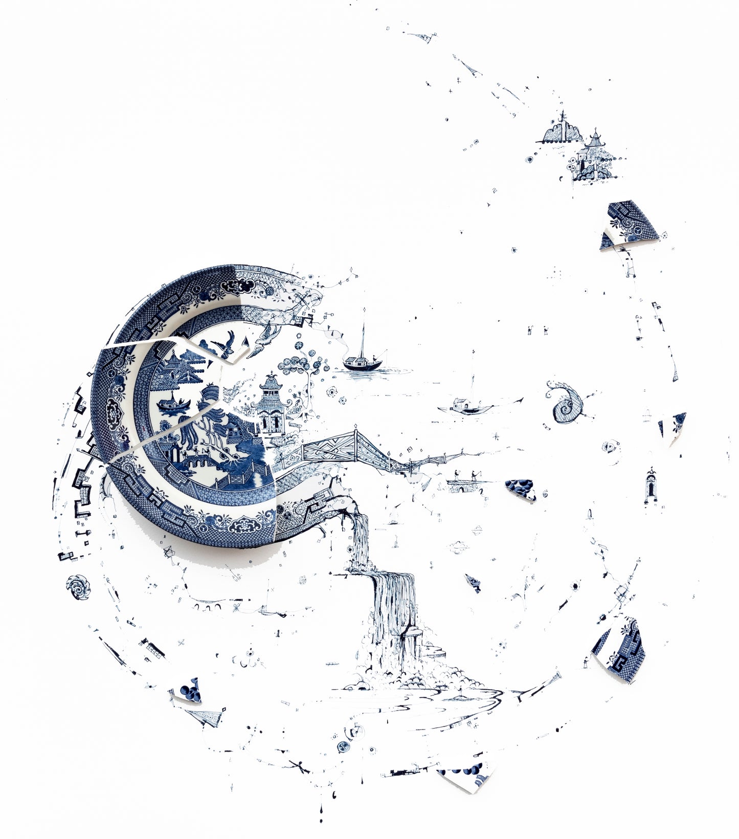 On Hold: "Fragmented in Blue with Spiral and Waterfalls”