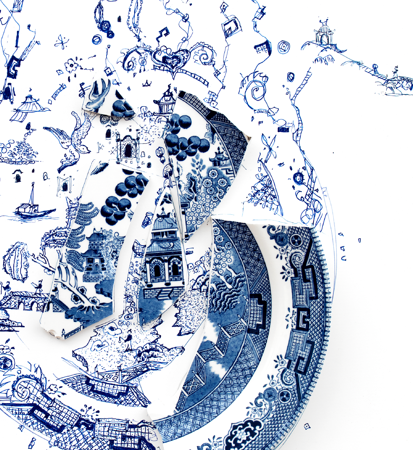 Signed Limited Edition Print of "Fragmented in Blue with Ladders"