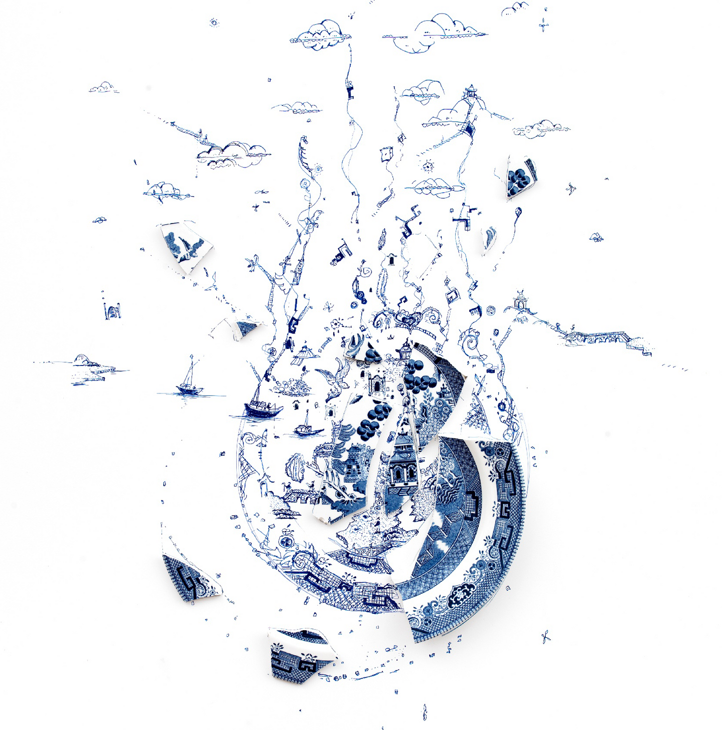 Signed Limited Edition Print of "Fragmented in Blue with Ladders"