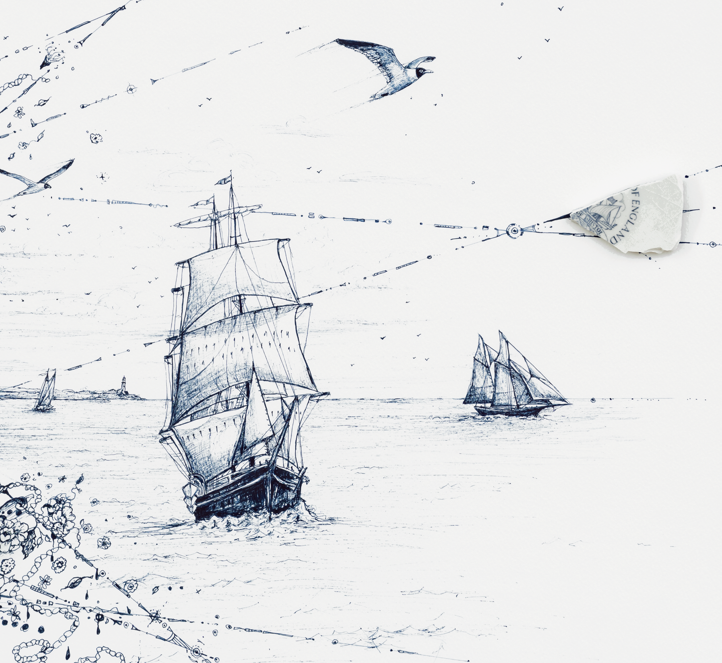 NEW: Signed Limited Edition Print of "Sailing Ships with the Wanderer and Gulls"