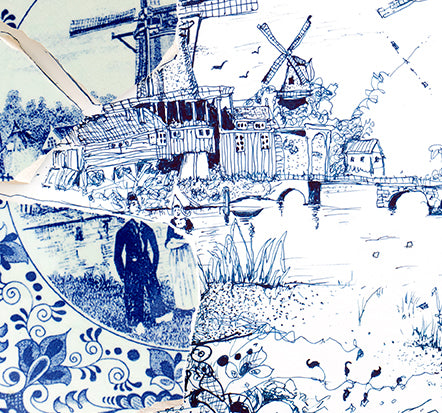 Signed Limited Edition Print of "Fragmented in Blue with Windmills"