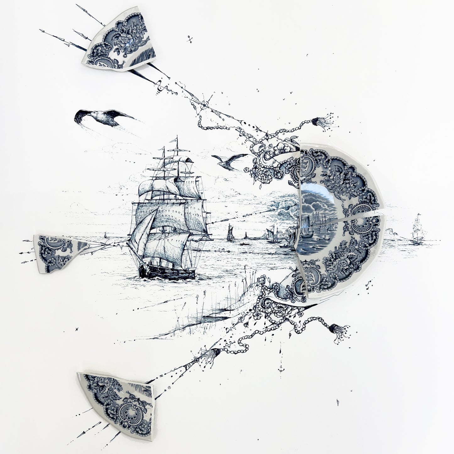 NEW: Signed Limited Edition Print of "Sailing Ship with Gusting Winds and Harbor"