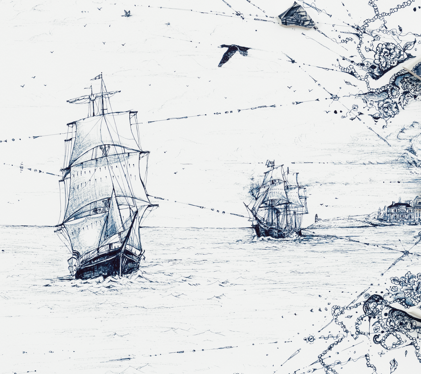 NEW: Signed Limited Edition Print of "Sailing Ships with SS Savannah and Local Seabirds"