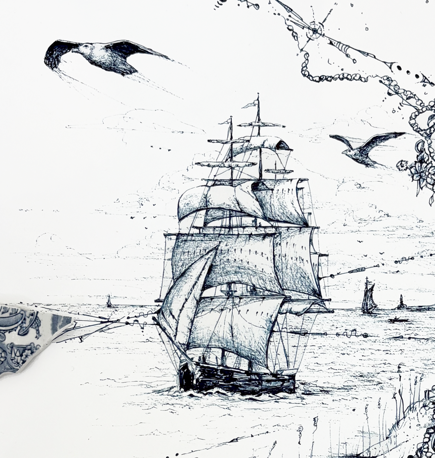 NEW: Signed Limited Edition Print of "Sailing Ship with Gusting Winds and Harbor"